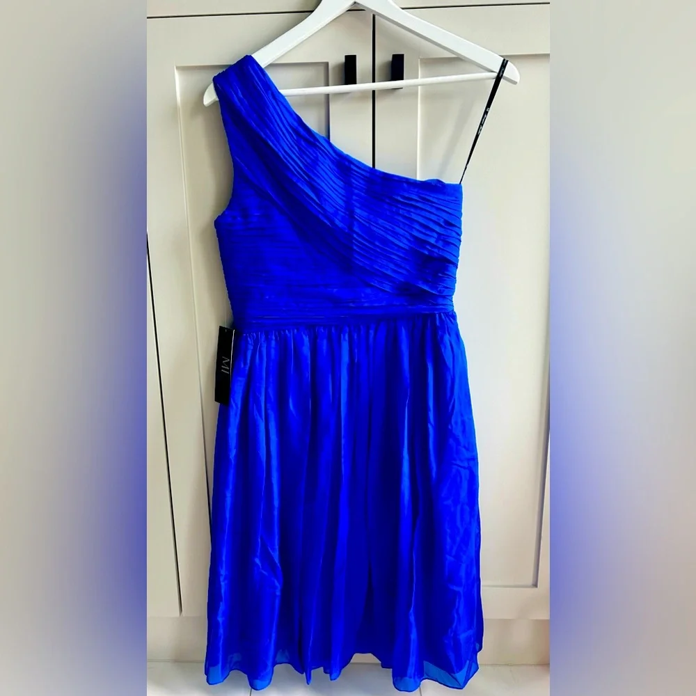 NWT Blue formal Monique Lhuiller one shoulder dress. - Picture 5 of 7